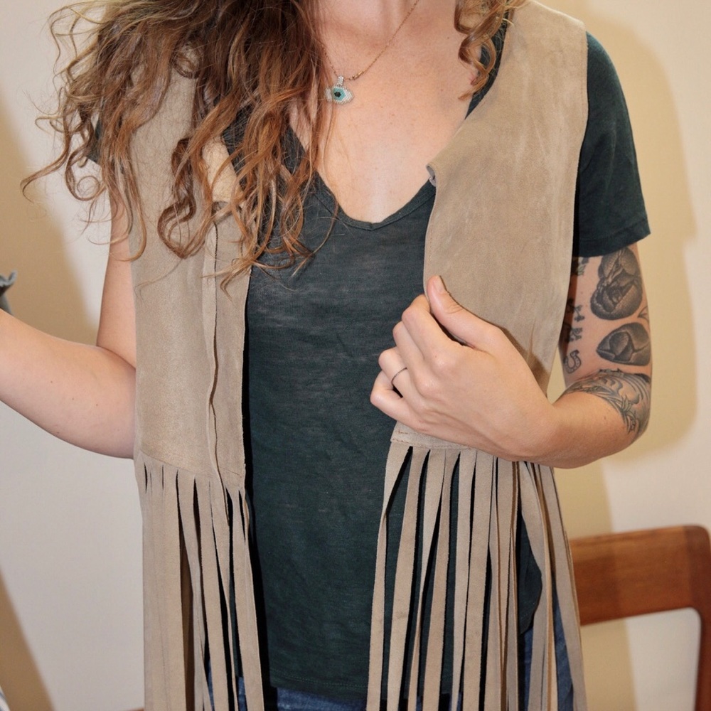 Leather Boho Fringe Vest